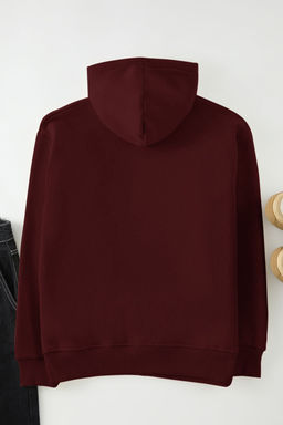 TRENDYOL MAN Lacivert Un?sex Oversize Ay?c?k Bask?l? Ici Polar/S?cak Tutan Kapusonlu Sweatshirt TMNAW25SW00210 - Trendyolmilla фото 12