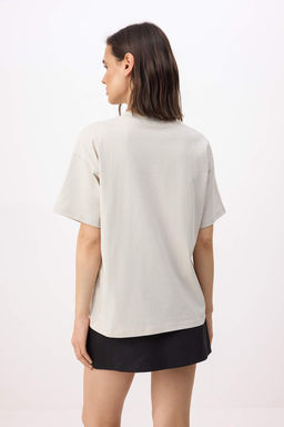 Tas Bask?l? Oversize/Genis Kal?p Dusuk Kol K?sa Kollu %100 Pamuk Orme T-Shirt TWOSS26TS00177 - Trendyolmilla фото 4