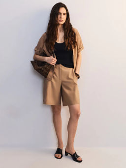 Шорты из вискозы и хлопка с отворотами ZR2605012116-63 / Zarina