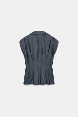 FITTED LINEN BLEND DARTED SHIRT - Zara фото 9