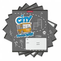 Цена за 10 шт. Тетрадь школьная ученическая ErichKrause City Transport, 18 листов, линейка (в плёнке по 10 шт.)_MIX-PACK