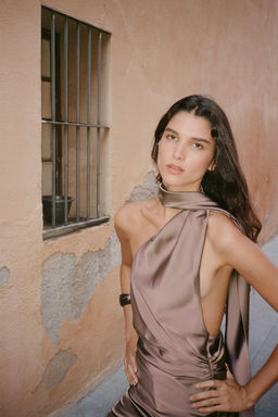 SATIN HALTER SCARF TOP - Zara фото 2