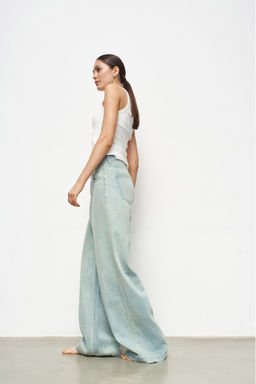 Джинсы-палаццо с потертостями Light green - Erist store фото 3