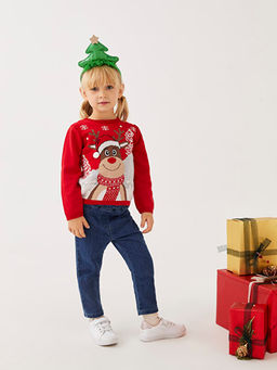 Bisiklet Yaka Uzun Kollu Y?lba?? Temal? K?z Bebek Triko Kazak - Waikiki фото 2