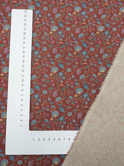 Хлопколен Чудный вьюнок цв.коричнево-красный, ш.1.5м, лен-20%, хлопок-80%, 170гр/м.кв - Купава фото 4