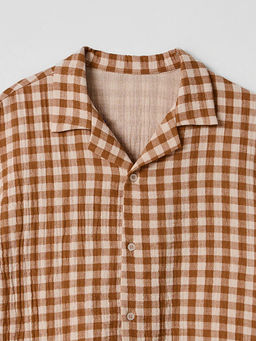 Рубашка для мальчиков коричневая в клетку прямого кроя - Mark formelle фото 7