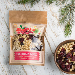 Таежный микс (клюква вяленая, ядро кедрового ореха) 100г, крафт-пакет - Территория тайги фото 2
