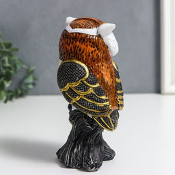 Фигурка полистоун «Мудрая сова Мадлен», белая с золотом, 15×7.5×8 см