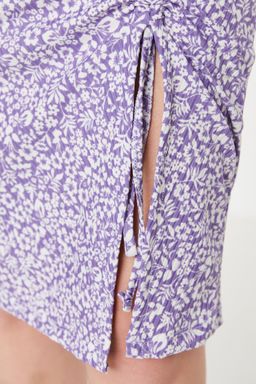 TRENDYOLMILLA Siyah Bask?l? Buzgulu ve Y?rtmacl? Fitted/Vucuda Oturan Yuksek Bel Mini Orme Etek TWOAW22ET0401  фото 4