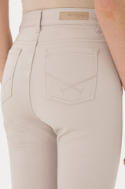 Kad_n Bej Toothpick Fit Kanvas Pantolon