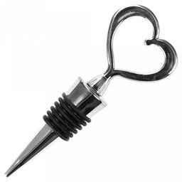 Пробка для бутылки "Сердечко" пластик под "хром" h11см (диаметр горла бутылки 2см) (Китай)