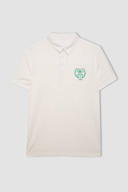 DeFactoFit Спортивная рубашка-поло стандартного кроя с принтом и плотной тканью, футболка с короткими рукавами