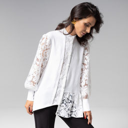 Рубашка комбинированная с кружевом, Кружевной повод - Charutti фото 4