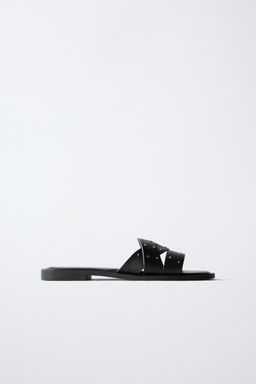 FLAT CRISS-CROSS SANDALS WITH STUDS - Zara фото 7
