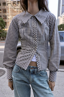 CHECK SHIRT WITH PETER PAN COLLAR - Zara фото 12