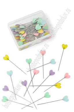 Булавка портновская с декором "Сердечко" 100 шт (SF-3423)