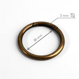 Кольцо-карабин, d = 38/48 мм, толщина - 5 мм, цвет серебряный - Арт узор фото 2