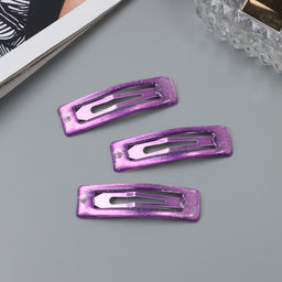 Цена за 6 шт. Заколки для волос «Хэдли», набор 3 шт., прямой, 5 см, фиолетовые