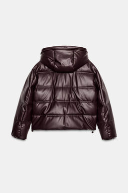 WATER-REPELLENT WINDPROOF QUILTED FAUX LEATHER ANORAK