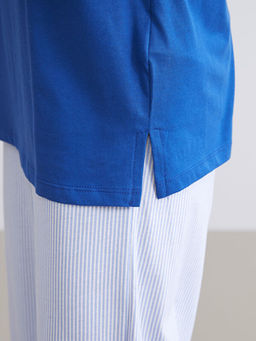 Bisiklet Yaka Bask?l? Kad?n Pijama ?st?