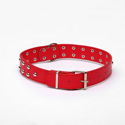 Ошейник клёпаный в 2 ряда, 65 х 3,4 см, ОШ 50-60 см, красный - Пижон фото 5