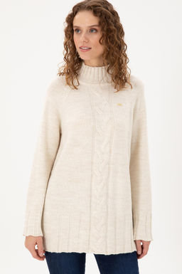 Женский кремовый меланжевый свитер Неожиданная скидка в корзине - U.s. polo assn фото 3