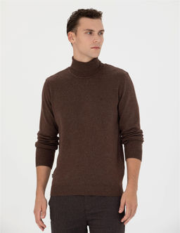 Kahverengi Slim Fit Bal_k__ Yaka Basic Triko Kazak - Pierre cardin фото 3