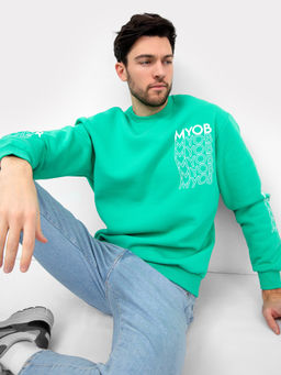 Теплый прямой джемпер бирюзового цвета с текстовым принтом бирюза +печать 121801