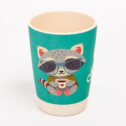 Набор детской бамбуковой посуды Енотик, тарелка, миска, стакан, приборы, 5 предметов - Крошка я фото 7