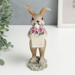 Фигурка полистоун Зайчик с корзиной цветов, 15?7?8 см
