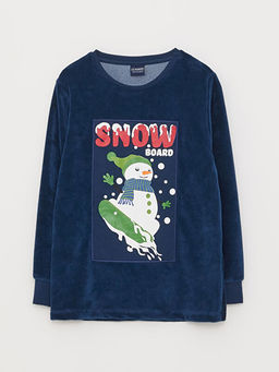 Bisiklet Yaka Nak??l? Uzun Kollu Kadife Erkek ?ocuk Pijama Tak?m? - Waikiki фото 2