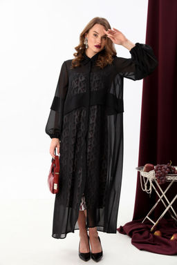 Платье NIKVA н943-1 чёрный+бургунди ромбы