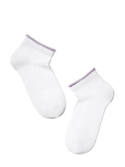 Цена за 2 пары. Носки Короткие CONTE ACTIVE (декор. резинка) белый-сиреневый - Conte elegant фото 2