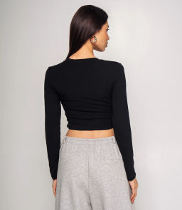 Лонгслив #КТ976, чёрный - Dommod фото 3