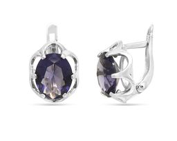 Серьги из серебра танзанит выращ., СПН02601