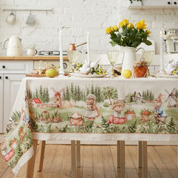 Скатерть Этель Кроличья ферма 149х180см, 100% хл, саржа 190 г/м2
