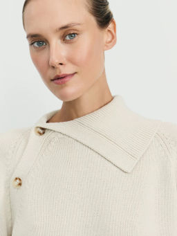 Джемпер из хлопка с пуговицами на воротнике / Zarina  фото 6