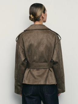 Куртка из искусственной замши с ремнём / Zarina  фото 5