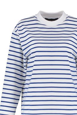 Beyaz Cizgili Oversize/Genis Kesim Bisiklet Yaka Ince Orme Sweatshirt TWOAW23SW00326