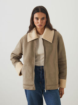 K?rk Yaka Oversize Kad?n S?et G?r?n?ml? Mont