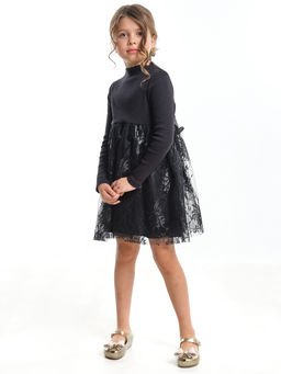 Черное комбинированное нарядное платье UD 6232 черный - Mini maxi фото 2