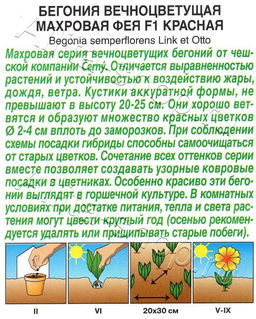 Бегония Фея F1 вечноцветущая махровая красная 5шт. (Аэлита)
