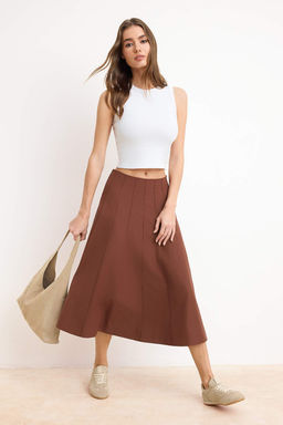 Kahverengi Dikis Detayl? Pamuk Etek TWOSS26ET00057 - Trendyolmilla фото 2