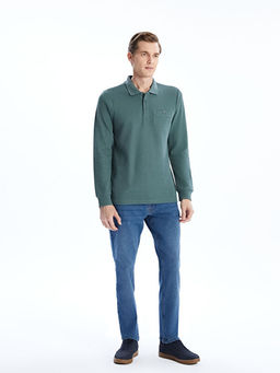 Polo Yaka Uzun Kollu Erkek Sweatshirt