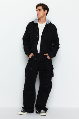 TRENDYOL MAN Siyah %100 Pamuk Regular Fit Orme Kapusonlu Denim Ceket TMNAW23CE00019 - Trendyolmilla фото 2