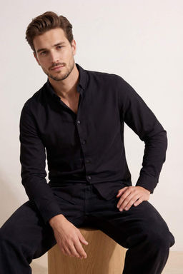 Lacivert Regular Erkek Gomlek TMNSS26GO00008 - Trendyolmilla фото 7