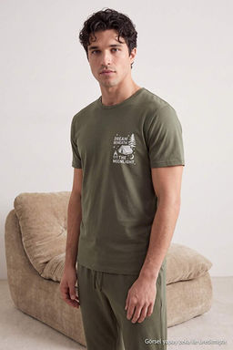 Haki Regular Slogan Homewear Pijama Tak_m_ TMNAW27PT00012 - Trendyolmilla фото 2