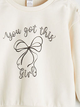 Bisiklet Yaka Bask?l? K?z ?ocuk Sweatshirt