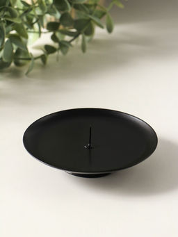 Металлический подсвечник плоский «Чашка на подставке», 10 см, чёрный