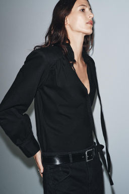 DENIM SHIRT WITH SHOULDER PADS ZW COLLECTION - Zara фото 2